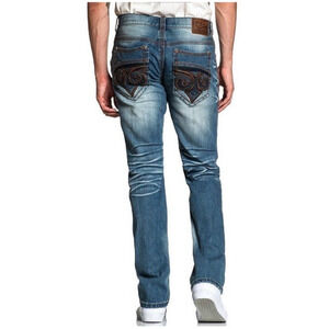 Affliction Ace Denim Jeans Men's 38x33 Fluer Chicago Wash Embroidered Y2K Grunge